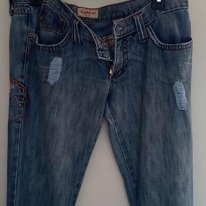 Frankie B distressed bootcut low rise jeans
